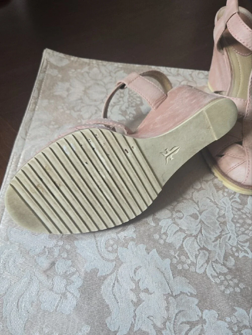 Frye Blush Pink Leather Wedge Sandals